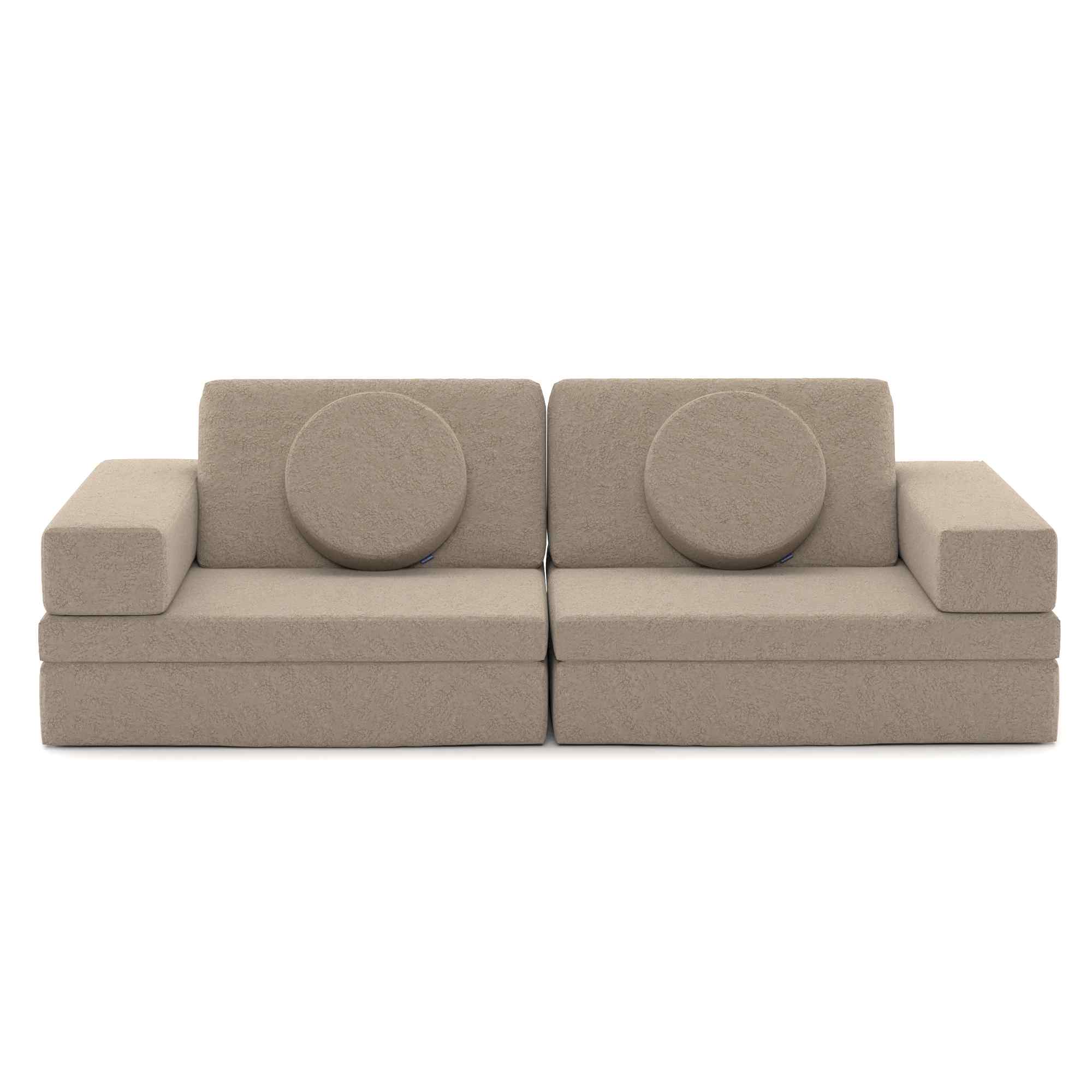 Luxury Play Sofa Latte Teddy Boucle Front