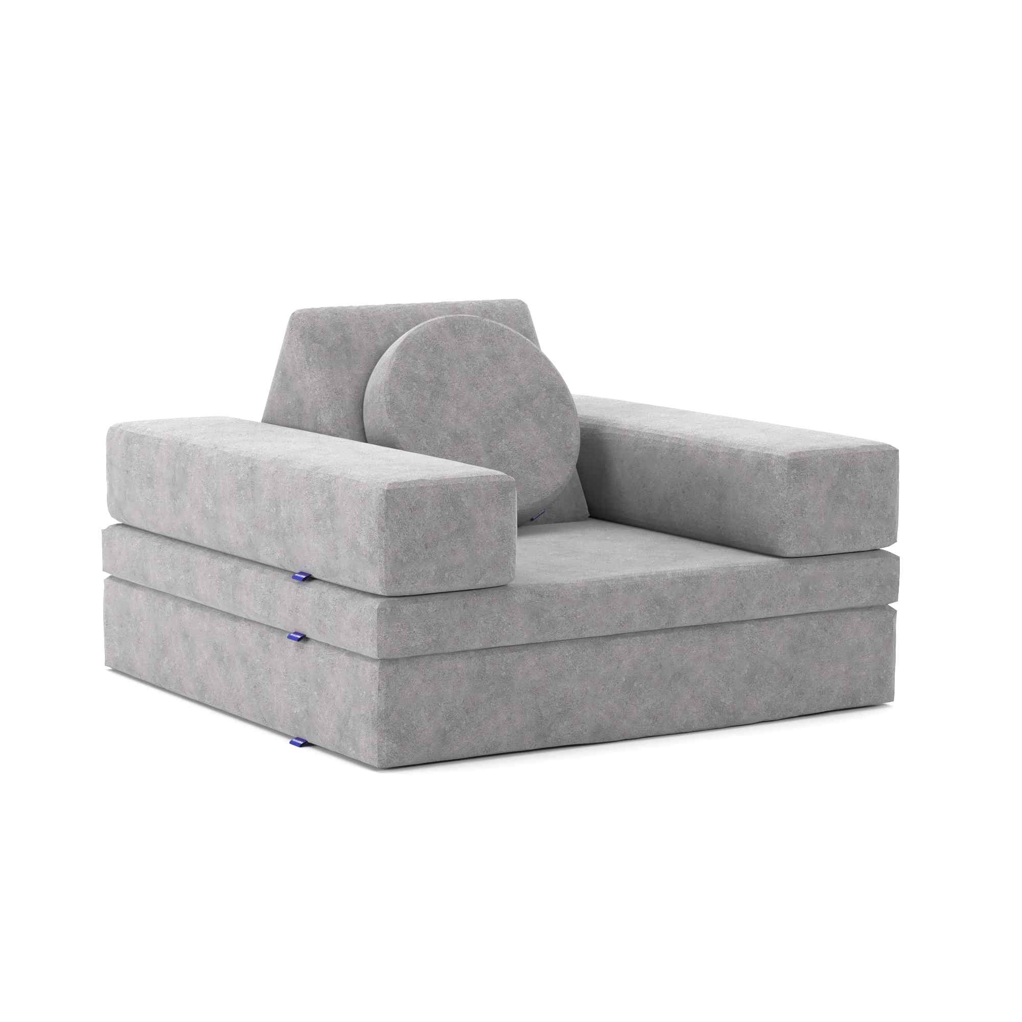 Mini Play Sofa Light Grey Front Angle